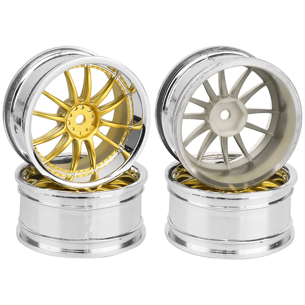 1/10 RC On-Road Drift Car Electroplated Plastic Wheel Rims 4 Styles Multi Color 12mm Hex Empty Hubs RC Modification Parts