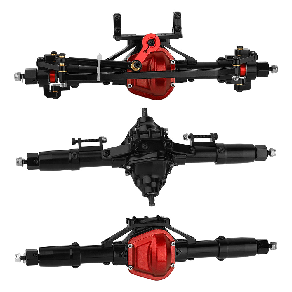 LonZeXy CNC Aluminum Front Middle Rear Axles Complete Set, 38T 13T Hardened Steel Differential Gear Axle Housing For 1/10 Axial SCX10 Gen1 RC Crawler Car Metal Upgrade Accessories