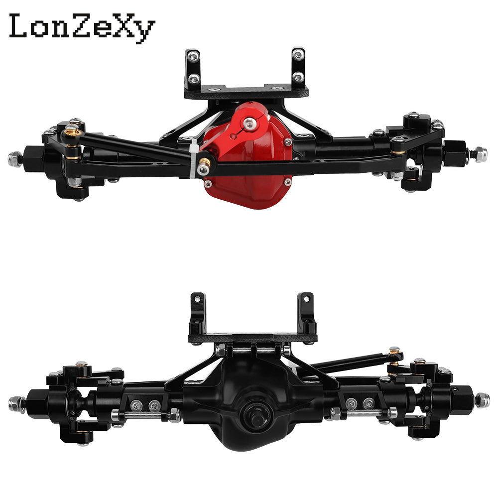 Lonzexy Aluminum Complete Axle Set + Enhanced Axle Shaft for Axial SCX10 RC4WD D90 (Black Front+Rear)