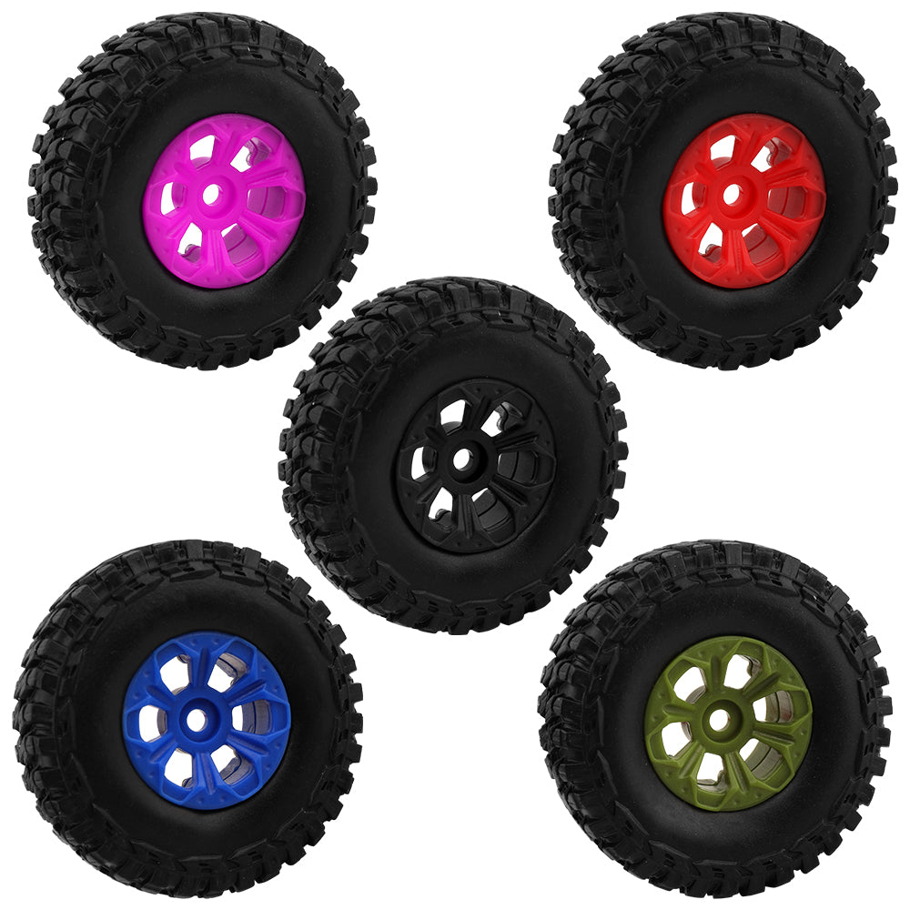 LonZeXy 1.0 inch Plastic Wheel Hub Rims or with Rubber Tires 4PCS For 1/24 SCX24 1/28 RC Off-Road Buggy Mini Model Truck 29.6mm Diameter Colorful RC Car Replacement Parts Style G