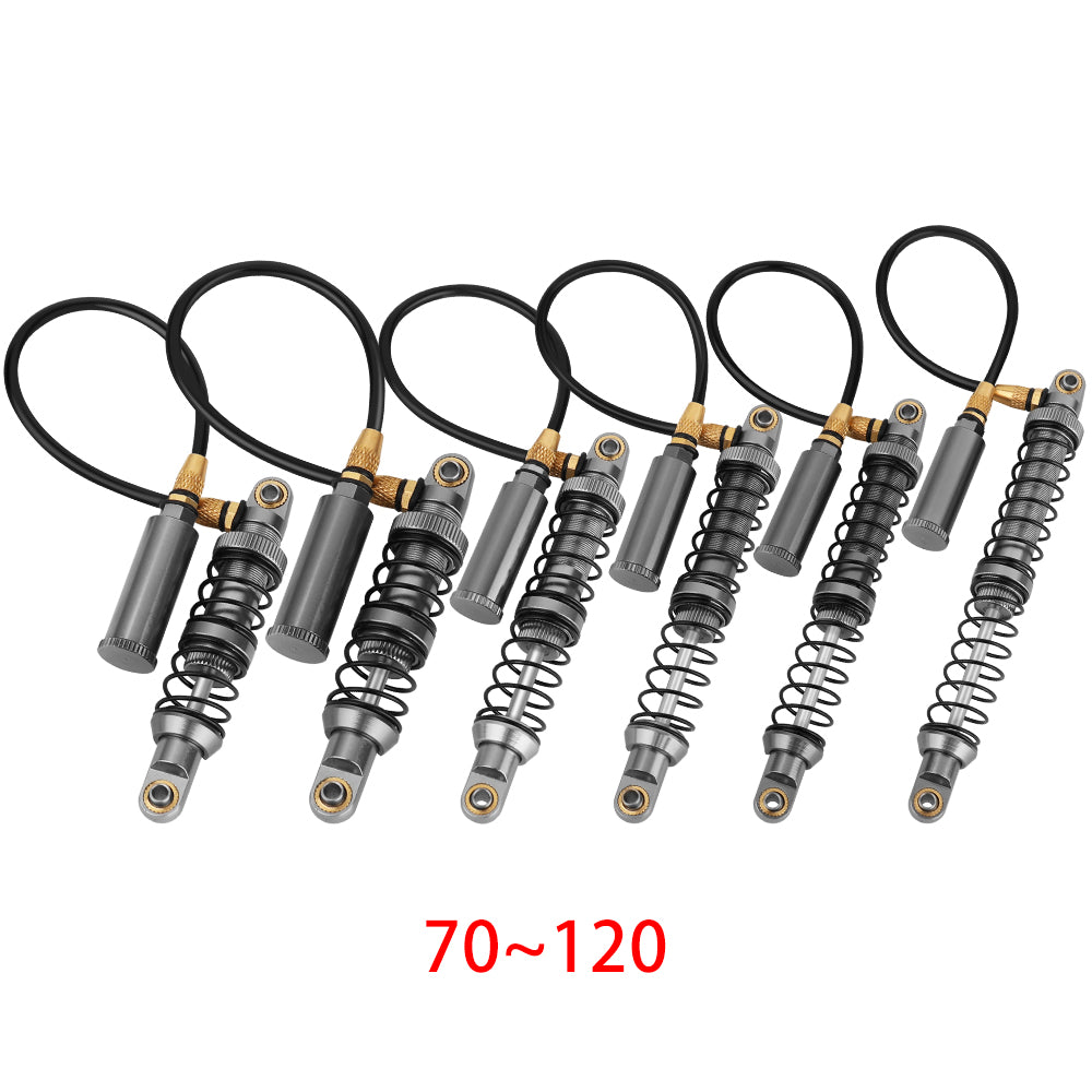 LonZeXy 4PCS Remote Reservoir Dual Spring Negative Pressure Shock Absorber 70/80/90/100/110/120mm Oil Damper For Axial SCX10 TRX4 TRX6 Wraith 1/10 RC Crawler Upgrade Parts