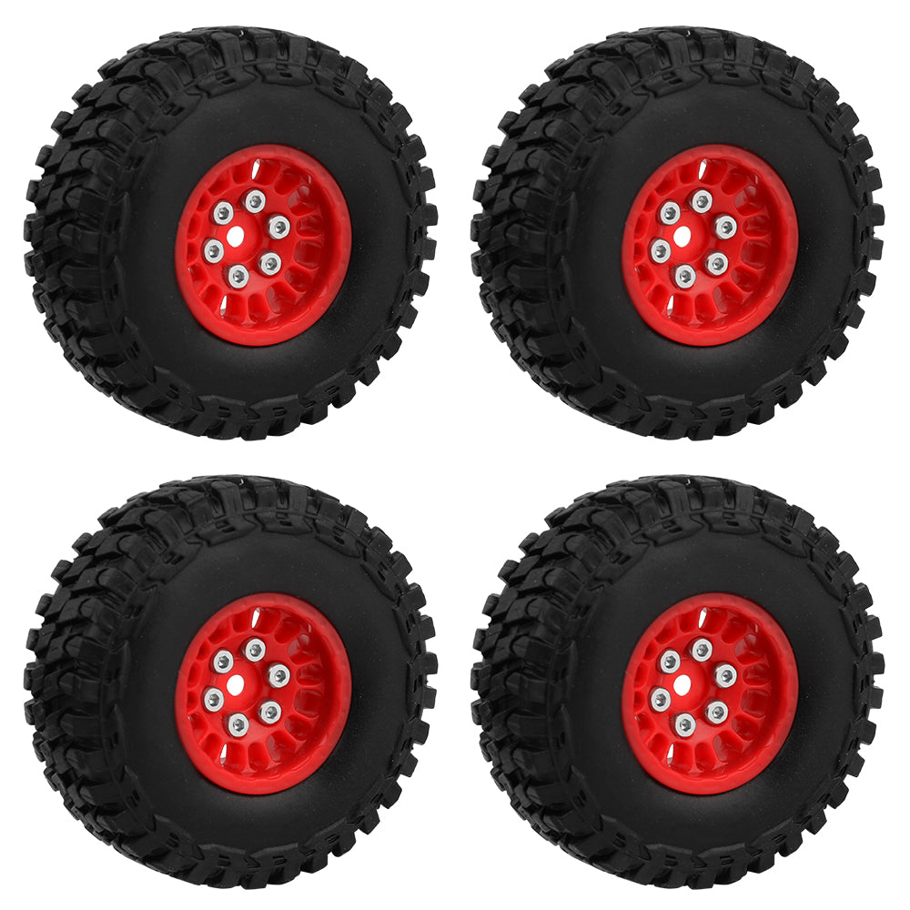 LonZeXy 1.0 inch Plastic Wheel Hub Rims or with Rubber Tires 4PCS For 1/24 SCX24 1/28 RC Off-Road Buggy Mini Model Truck 29.6mm Diameter Colorful RC Car Replacement Parts Style B