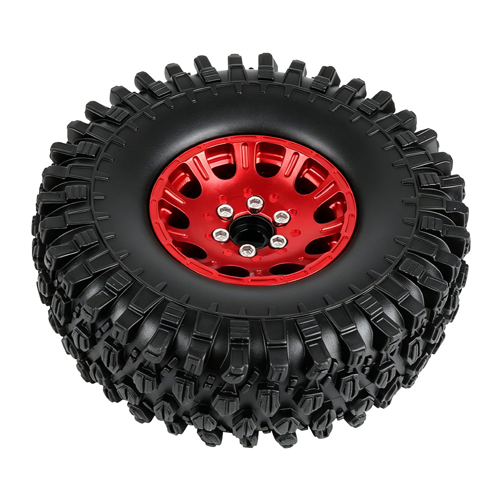 LonZeXy 1.9 Inch CNC Aluminum Beadlock Wheel Rim & Rubber Tire Assembly For 1/10 RC Crawler SCX10 Off-Road Climbing Car RC Upgrade Wheels