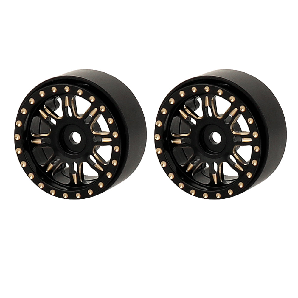LonZeXy 1/18 1/24 RC Crawler Heavy Duty Brass Beadlock Wheel Hubs 4Pcs Black Gold RC Off-Road Car Upgrade Wheel Rims