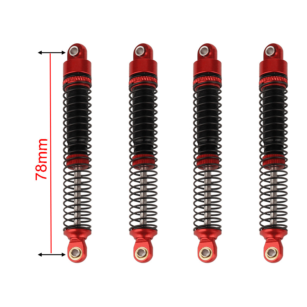 LonZeXy 4PCS Oil Shock Absorber 53/59/66/78mm Aluminum Damper For Traxxas TRX4M 1/18 RC Crawler Car Adjustable Spring Preload Suspension Upgrade Parts