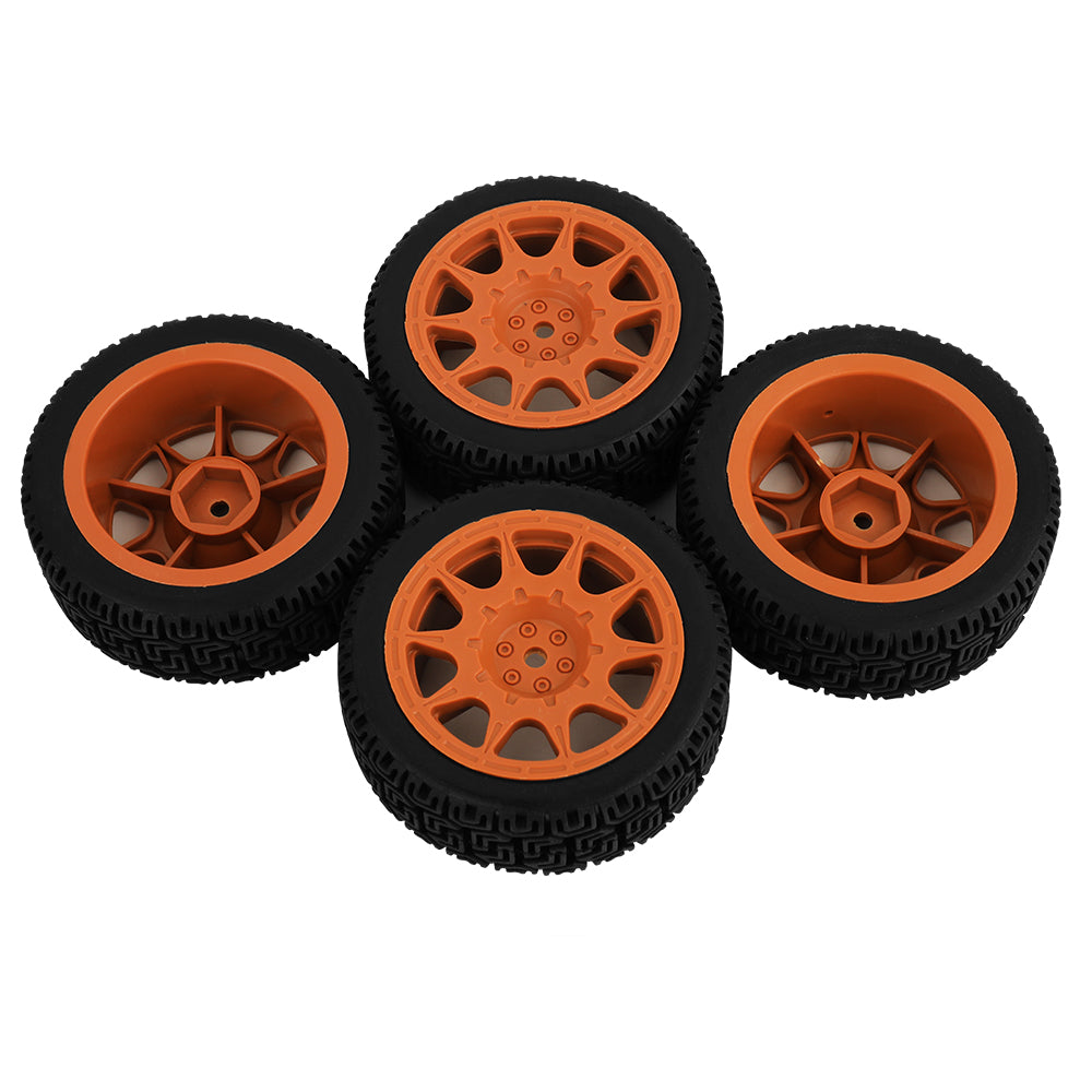 4Pcs 70mm RC Car Rally Tires Type C Nylon Wheel Rims Maze Pattern Rubber Tyres for 1/10 Tamiya TT01 XV02 Kyosho FW06 HSP 94123 On Road Touring Car Upgrade Parts