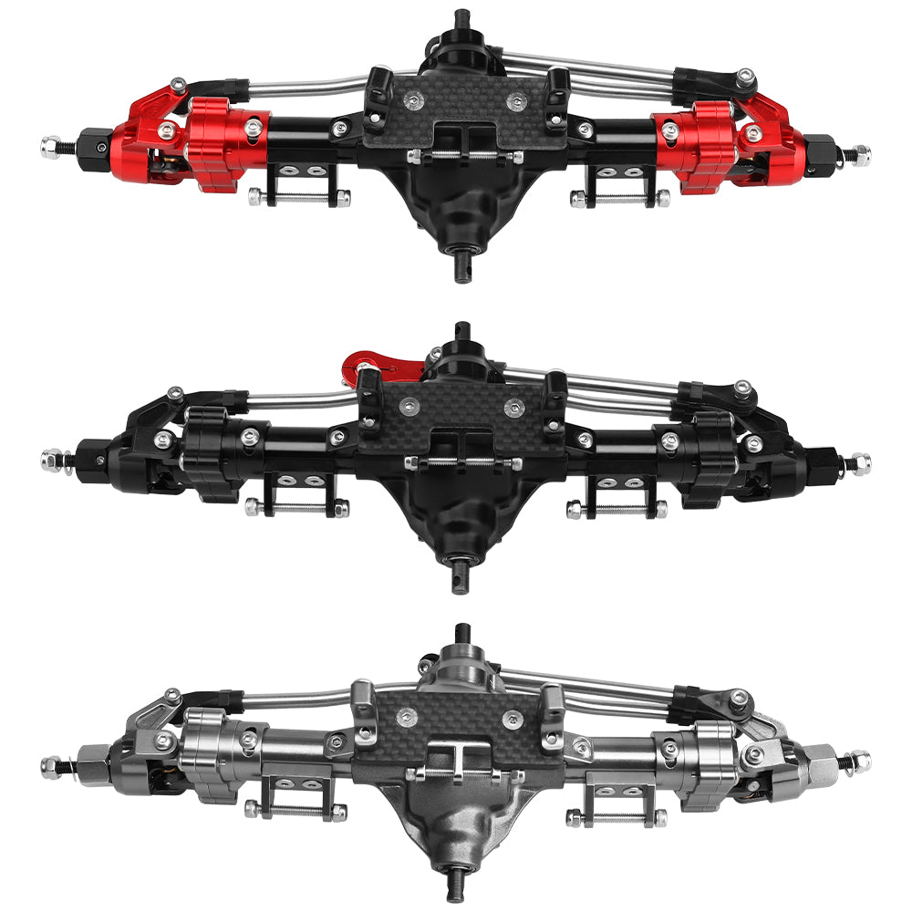 LonZeXy CNC Aluminum Portal Middle Axle With Steering Link Option, Metal Portal Axle For 1/10 SCX10 6x6 RC Crawler Chassis Upgrade Parts