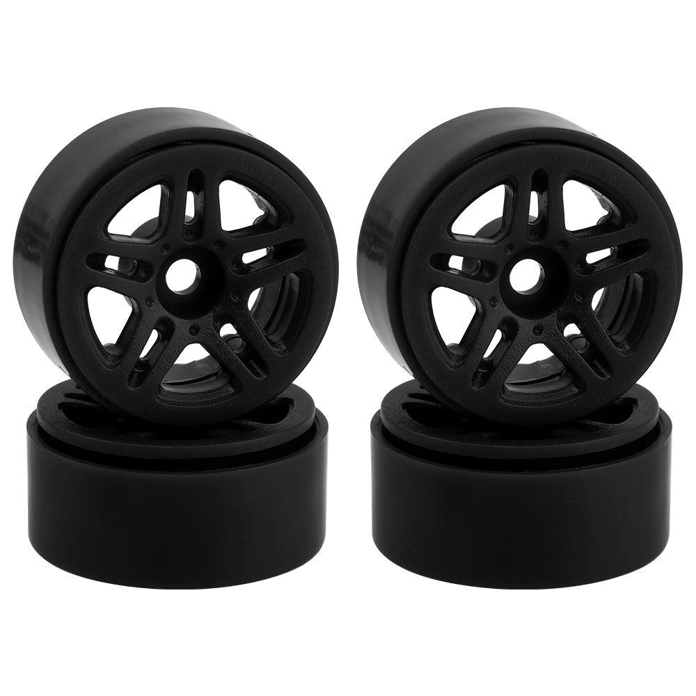 LonZeXy 1.0 inch Plastic Wheel Hub Rims or with Rubber Tires 4PCS For 1/24 SCX24 1/28 RC Off-Road Buggy Mini Model Truck 29.6mm Diameter Colorful RC Car Replacement Parts Style M