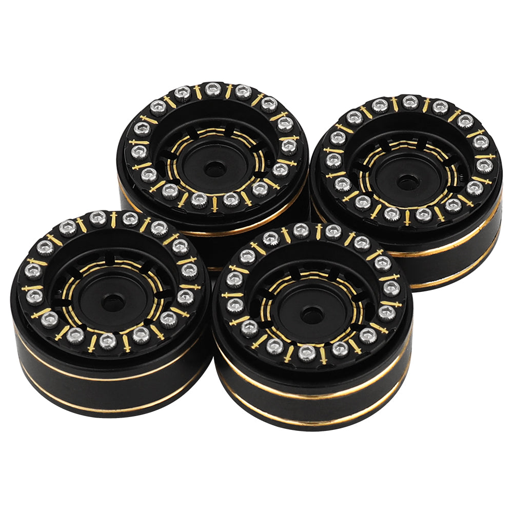 LonZeLy 1/18 1/24 RC Crawler Brass Beadlock Wheel Rims 4Pcs Black Gold With 55mm Rubber Tires RC Offroad Upgrade Parts