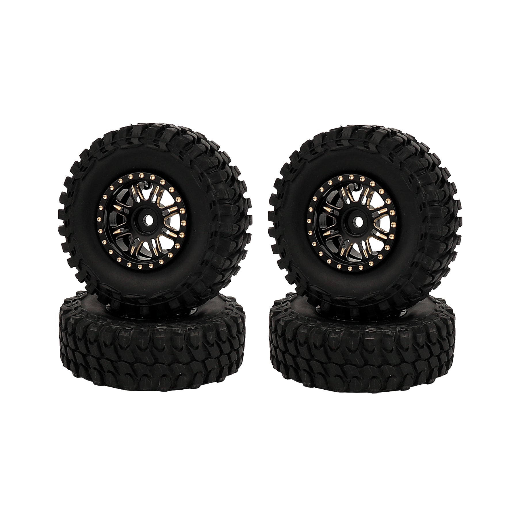 LonZeXy 1/18 1/24 RC Crawler Heavy Duty Brass Beadlock Wheel Hubs 4Pcs Black Gold RC Off-Road Car Upgrade Wheel Rims