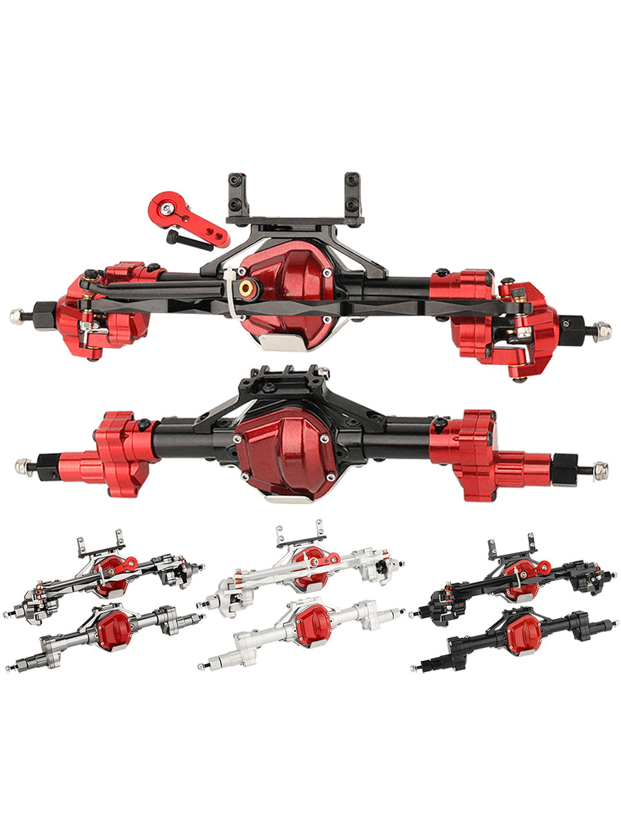 LonZeXy CNC Aluminum Portal Axles Complete Front & Rear Axles Set, Lift Portal Axle Housing For 1/10 Axial SCX10 Gen1 Gen2 RC Crawler Car Metal Upgrade Parts