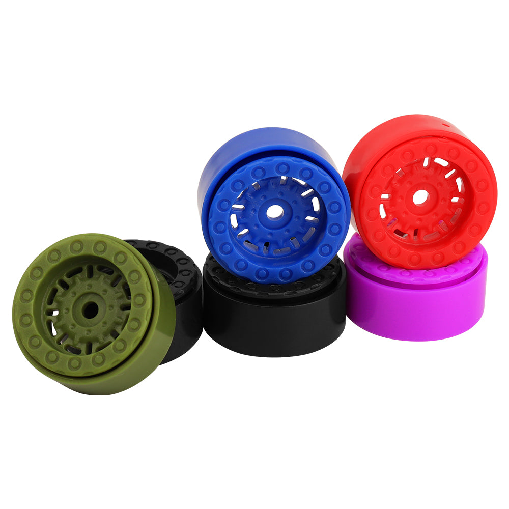 LonZeXy 1.0 inch Plastic Wheel Hub Rims or with Rubber Tires 4PCS For 1/24 SCX24 1/28 RC Off-Road Buggy Mini Model Truck 29.6mm Diameter Colorful RC Car Replacement Parts Style F
