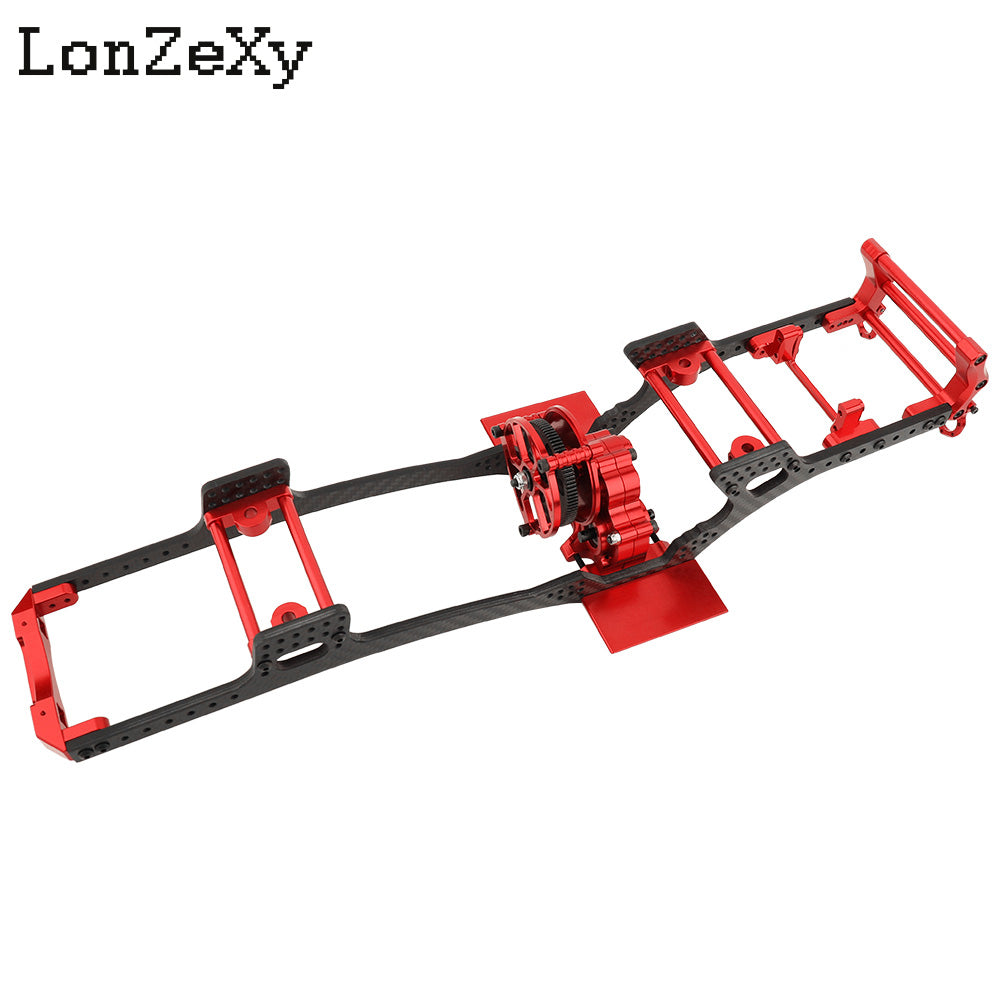 LONZEXY Fiber Frame Rails+Front Bumper Pull Rod Coupler Refit Set for SCX10 II