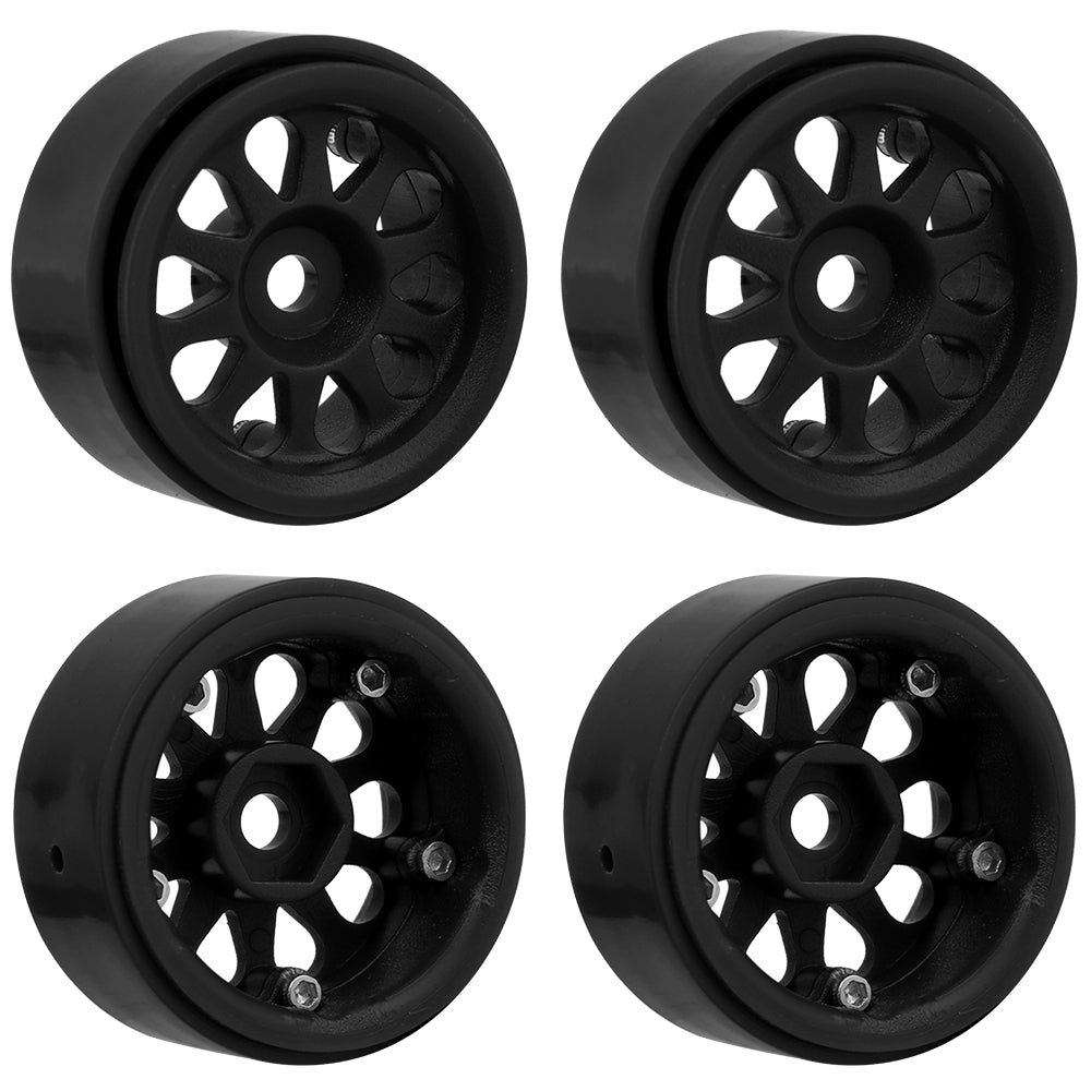 LonZeXy 1.0 inch Plastic Wheel Hub Rims or with Rubber Tires 4PCS For 1/24 SCX24 1/28 RC Off-Road Buggy Mini Model Truck 29.6mm Diameter Colorful RC Car Replacement Parts Style C