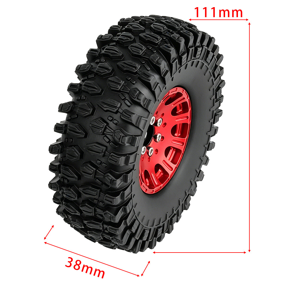 LonZeXy 1.9 Inch CNC Aluminum Beadlock Wheel Rim & Rubber Tire Assembly For 1/10 RC Crawler SCX10 Off-Road Climbing Car RC Upgrade Wheels