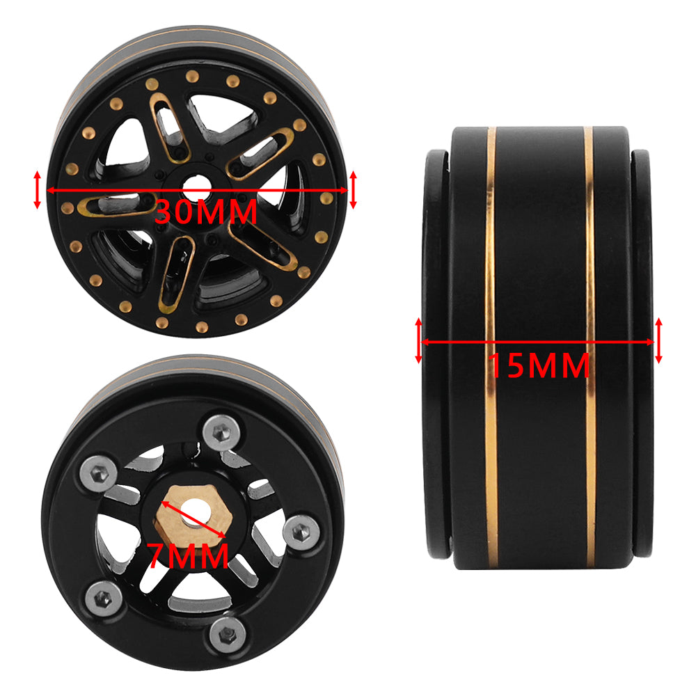 LonZeXy 1/18 1/24 RC Crawler Brass Beadlock Wheel Rims 4Pcs Black Gold Heavy Weight Wheel Hub RC Offroad Upgrade Parts