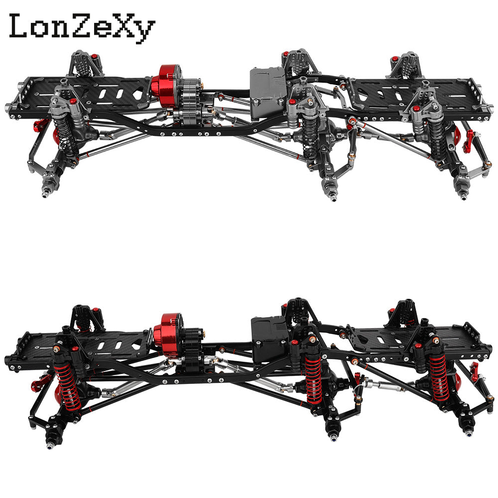 LONZEXY 6x6 Frame Set+Transmission Front Middle Rear Axle for 1/10 SCX10