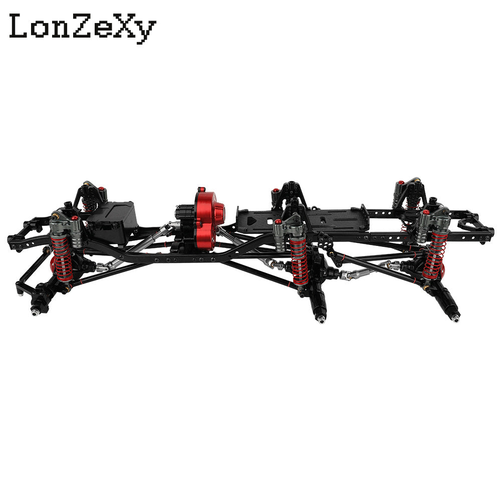 LONZEXY Wheelbase 450mm 6x6 Frame Set +Transmission Front Middle Rear Axle for SCX10