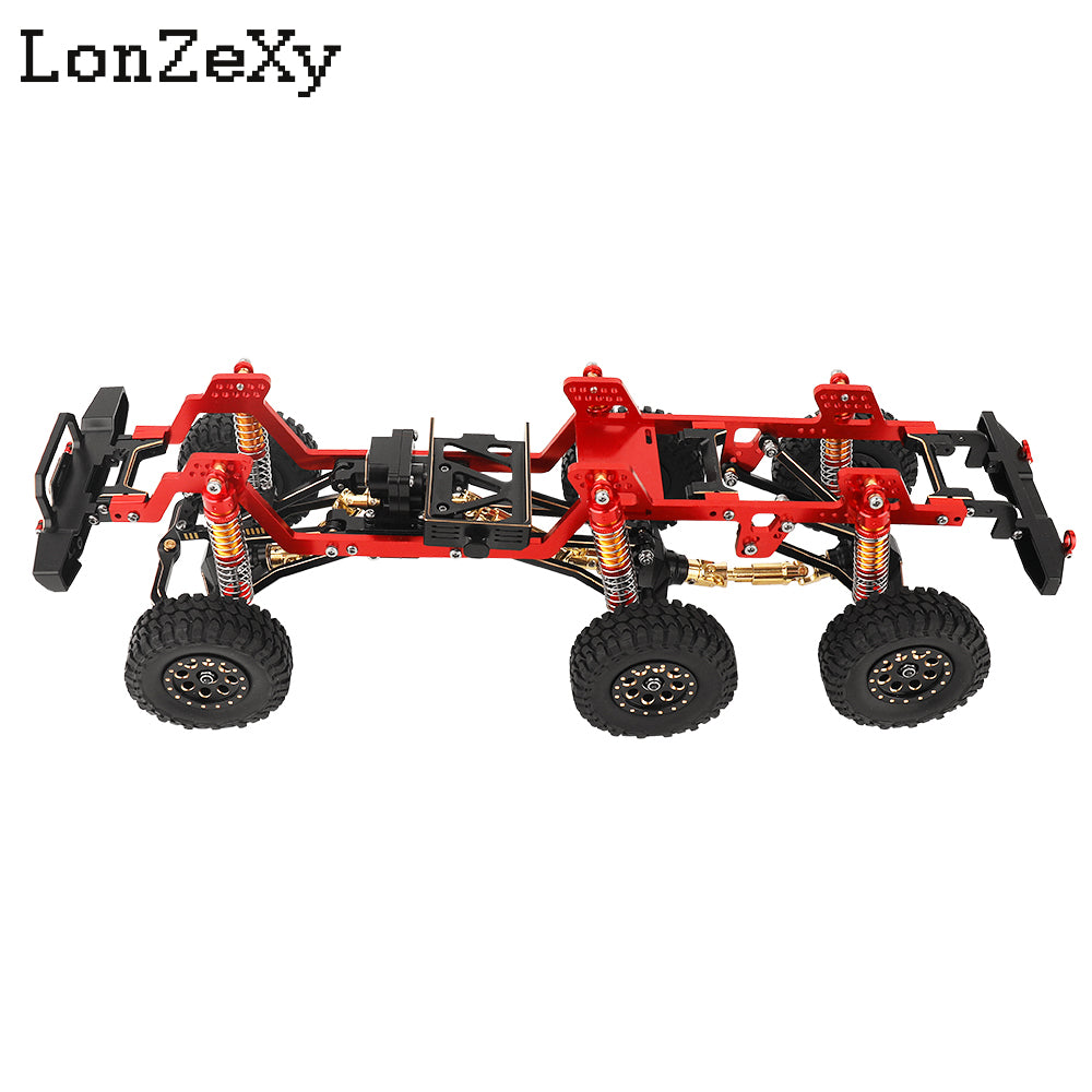 LONZEXY Metal 6x6 RC Car Chassis Frame with Front Middle Rear Axles Gearbox DIY for TRX4M