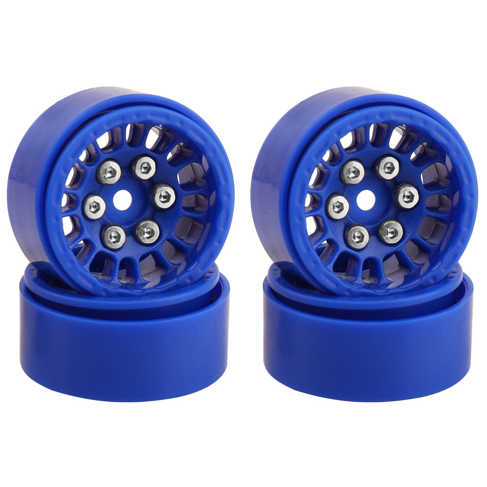 LonZeXy 1.0 inch Plastic Wheel Hub Rims or with Rubber Tires 4PCS For 1/24 SCX24 1/28 RC Off-Road Buggy Mini Model Truck 29.6mm Diameter Colorful RC Car Replacement Parts Style B