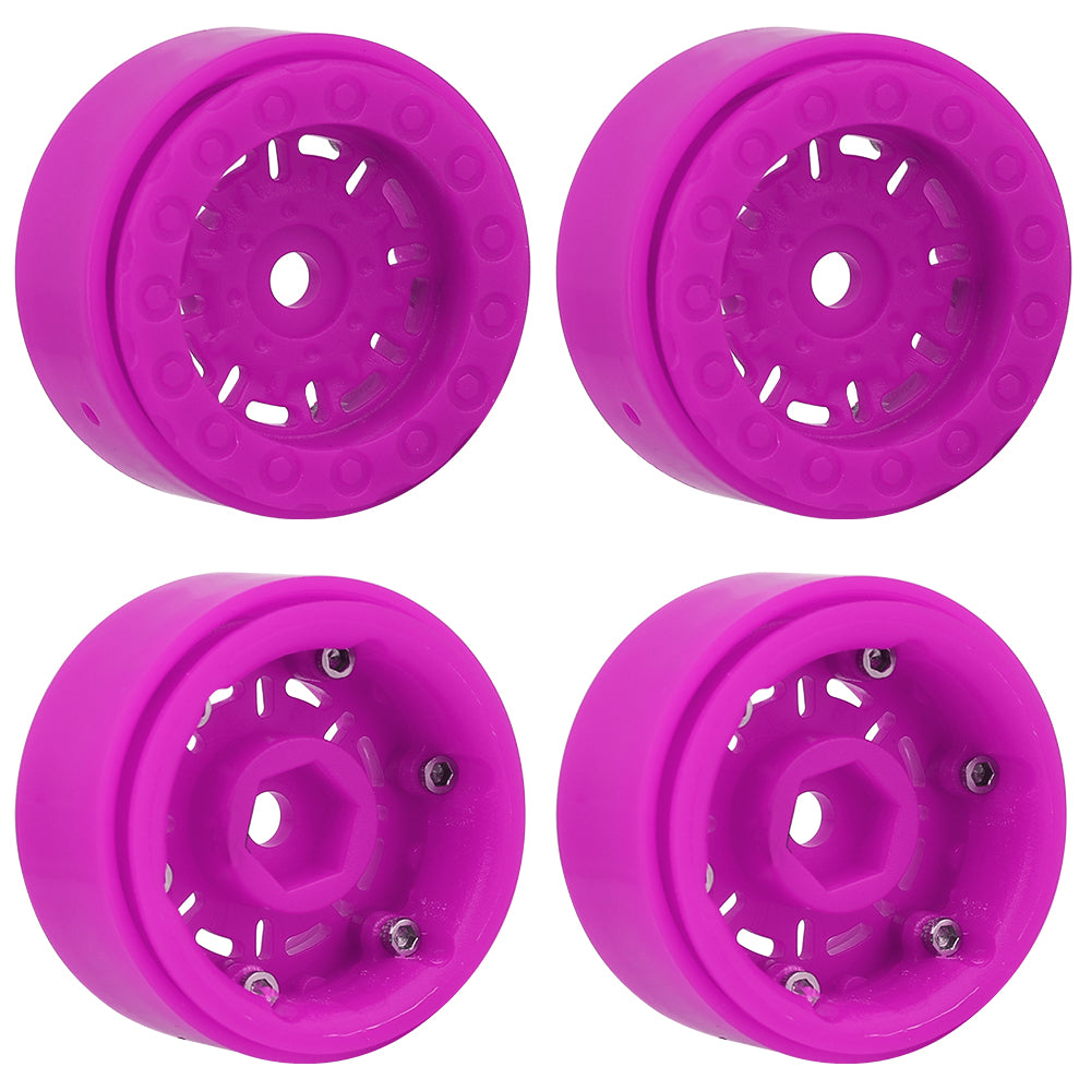 LonZeXy 1.0 inch Plastic Wheel Hub Rims or with Rubber Tires 4PCS For 1/24 SCX24 1/28 RC Off-Road Buggy Mini Model Truck 29.6mm Diameter Colorful RC Car Replacement Parts Style F