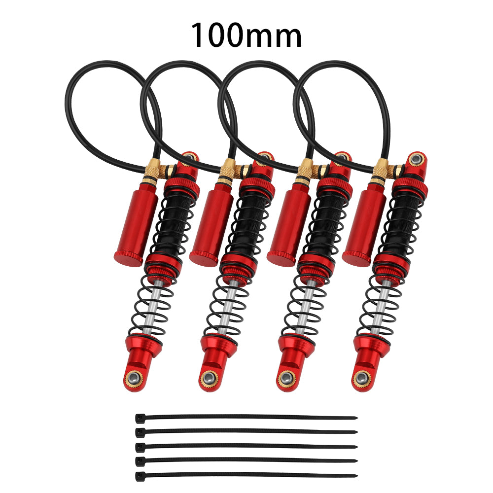 LonZeXy 4PCS Remote Reservoir Dual Spring Negative Pressure Shock Absorber 70/80/90/100/110/120mm Oil Damper For Axial SCX10 TRX4 TRX6 Wraith 1/10 RC Crawler Upgrade Parts