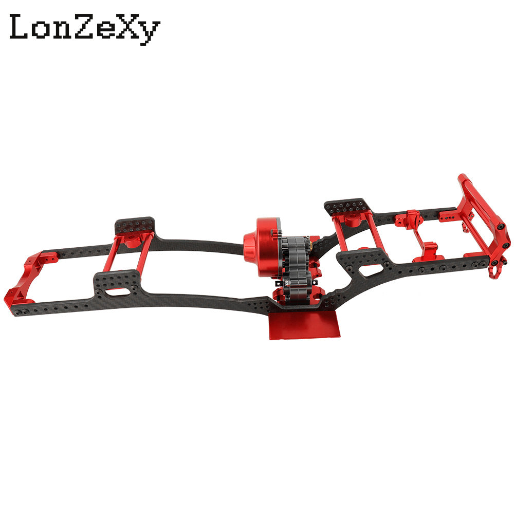 LONZEXY Fiber Frame Rails+Front Bumper Pull Rod Coupler Refit Set for SCX10 II