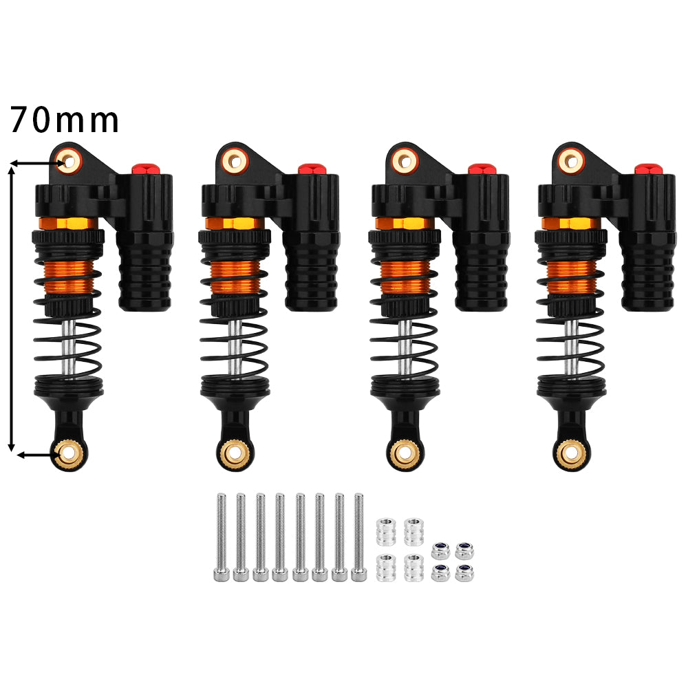 LonZeXy 4PCS 1/10 RC Crawler Piggyback Oil Shock Absorber 70/80/90/100/110/120mm Dual Spring Adjustable Damper For Axial SCX10 TRX4 D90 RC Off-Road Car Upgrade Parts