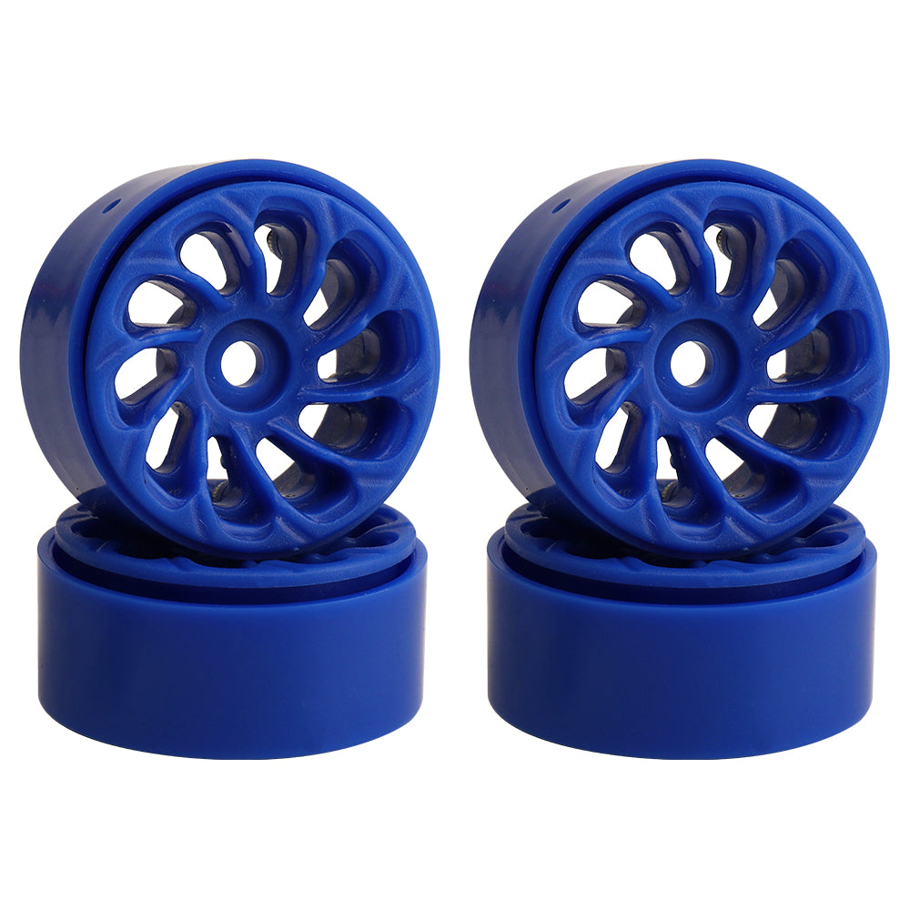 LonZeXy 1.0 inch Plastic Wheel Hub Rims or with Rubber Tires 4PCS For 1/24 SCX24 1/28 RC Off-Road Buggy Mini Model Truck 29.6mm Diameter Colorful RC Car Replacement Parts Style P