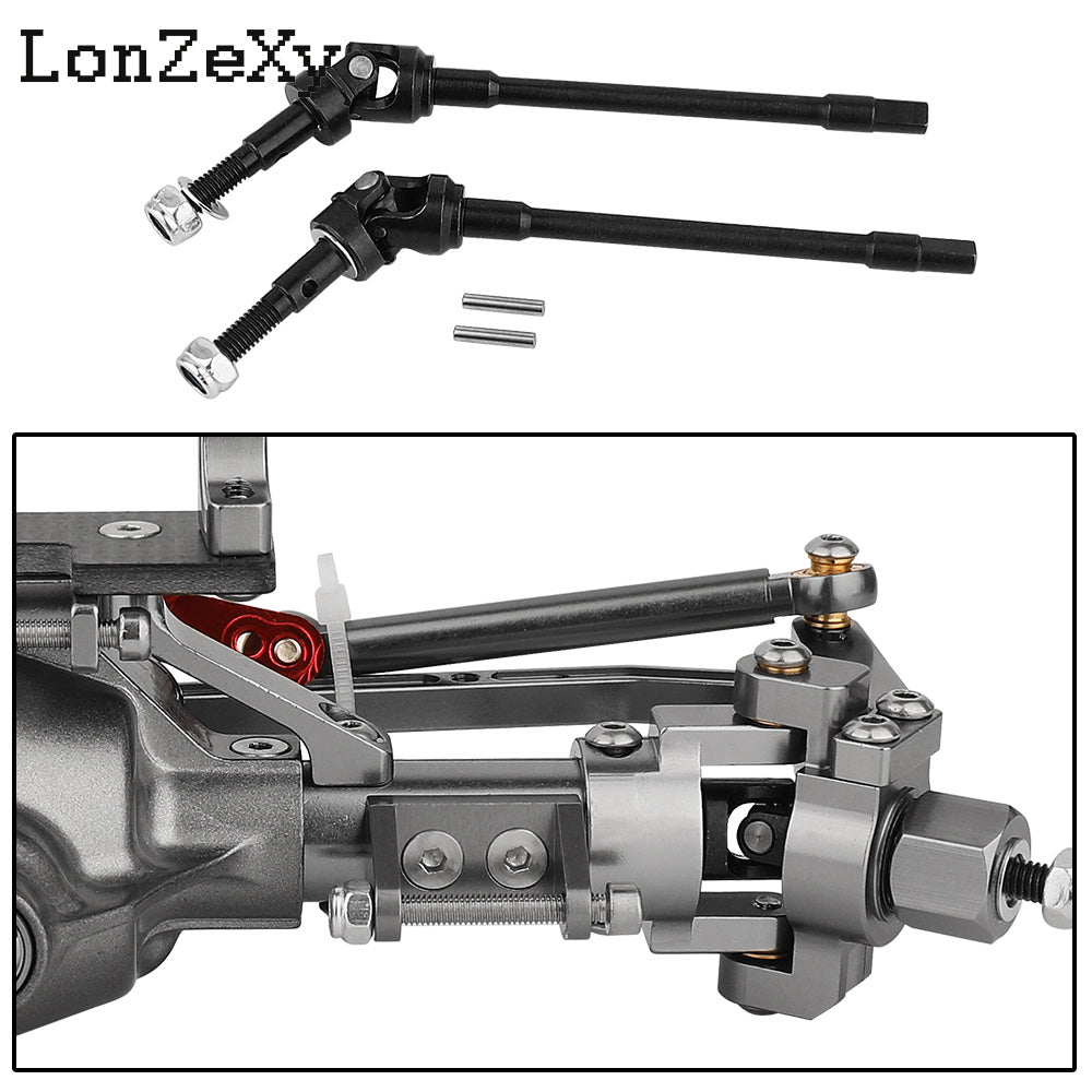 LONZEXY Front & Rear Steel Drive Shaft for SCX10 II