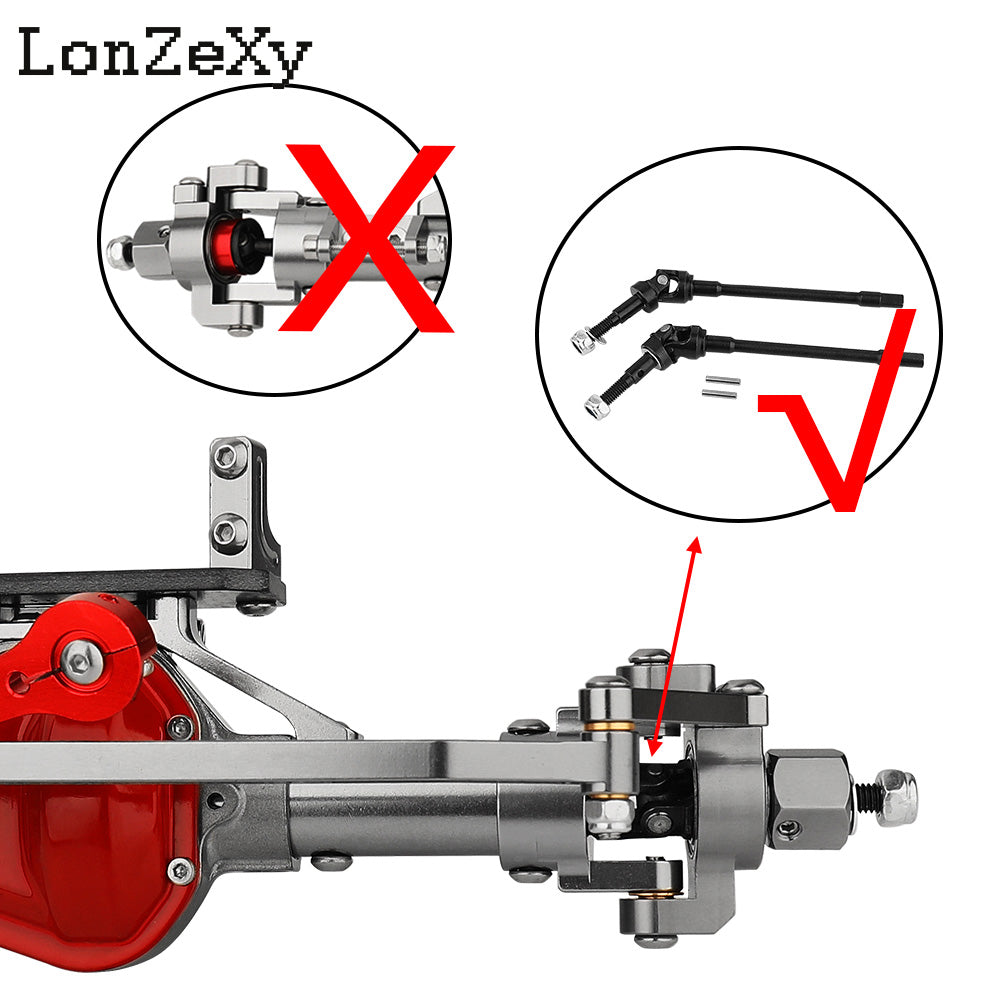 LONZEXY Front & Rear Steel Drive Shaft for SCX10 II