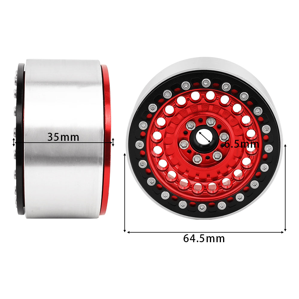 LonZeXy 2.2 Inch CNC Aluminum Beadlock Wheel Rims 114.8g For 1/10 RC Crawler, Replacement Wheel Hub For SCX10 TRX4