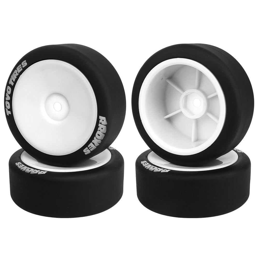 1/10 RC On-Road Drift Car Wheels Smooth Drift Rubber Tires Multi-Color Plastic Rim RC Racing Upgrade Parts