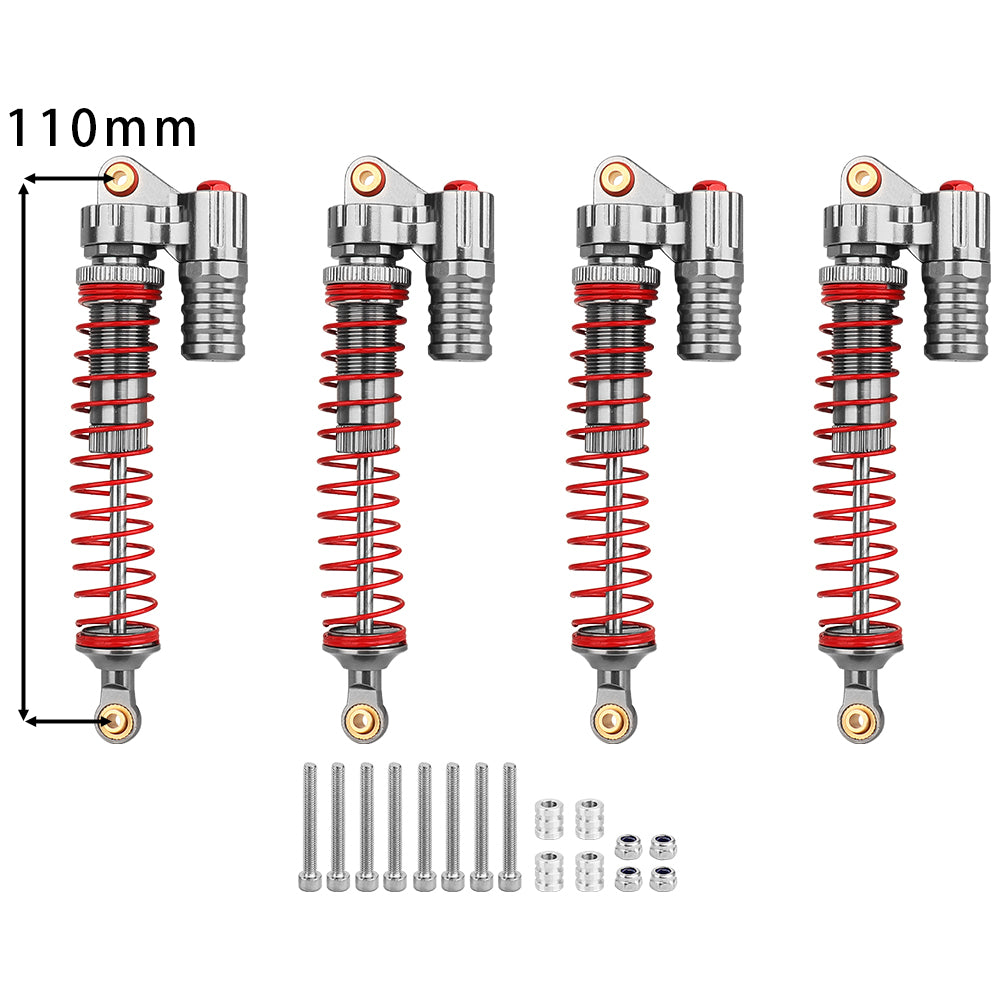 LonZeXy 4PCS 1/10 RC Crawler Piggyback Oil Shock Absorber 70/80/90/100/110/120mm Dual Spring Adjustable Damper For Axial SCX10 TRX4 D90 RC Off-Road Car Upgrade Parts