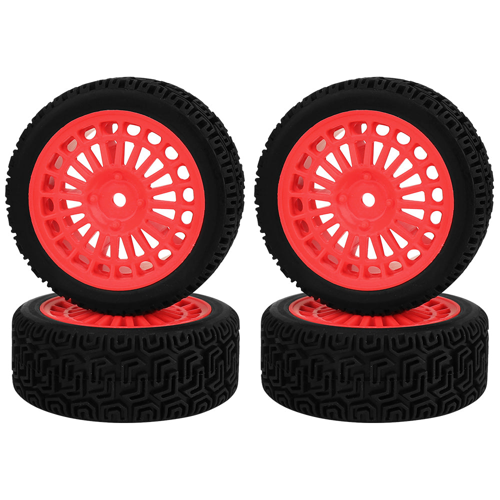 70mm RC Car Wheels Tires 4Pcs 26mm Width Rubber Tyre Plastic Wheel Rims for 1/10 On-Road Rally RC Buggy Upgrade Parts 7 Colors Optional