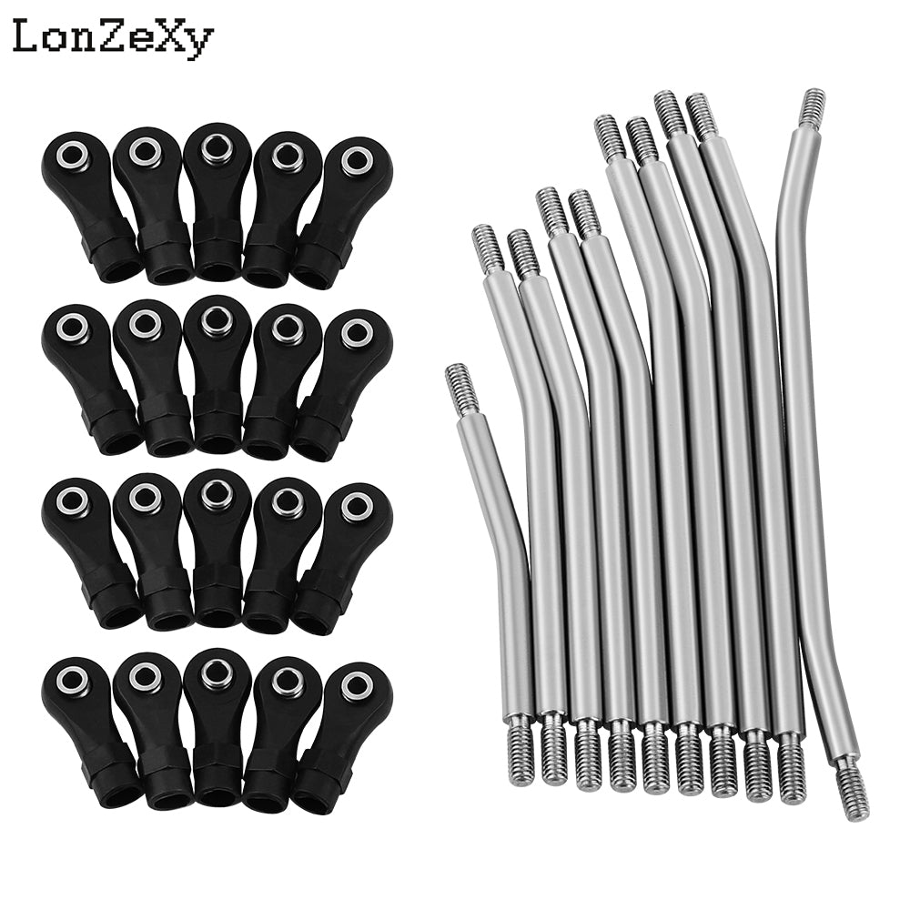 LONZEXY 10PCS Metal RC Links Upper + Lower Set With Plastic Rod For SCX10 II
