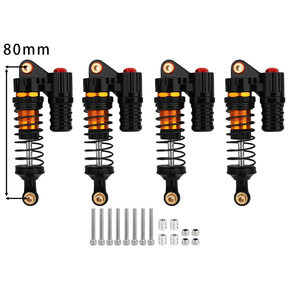 LonZeXy 4PCS 1/10 RC Crawler Piggyback Oil Shock Absorber 70/80/90/100/110/120mm Dual Spring Adjustable Damper For Axial SCX10 TRX4 D90 RC Off-Road Car Upgrade Parts