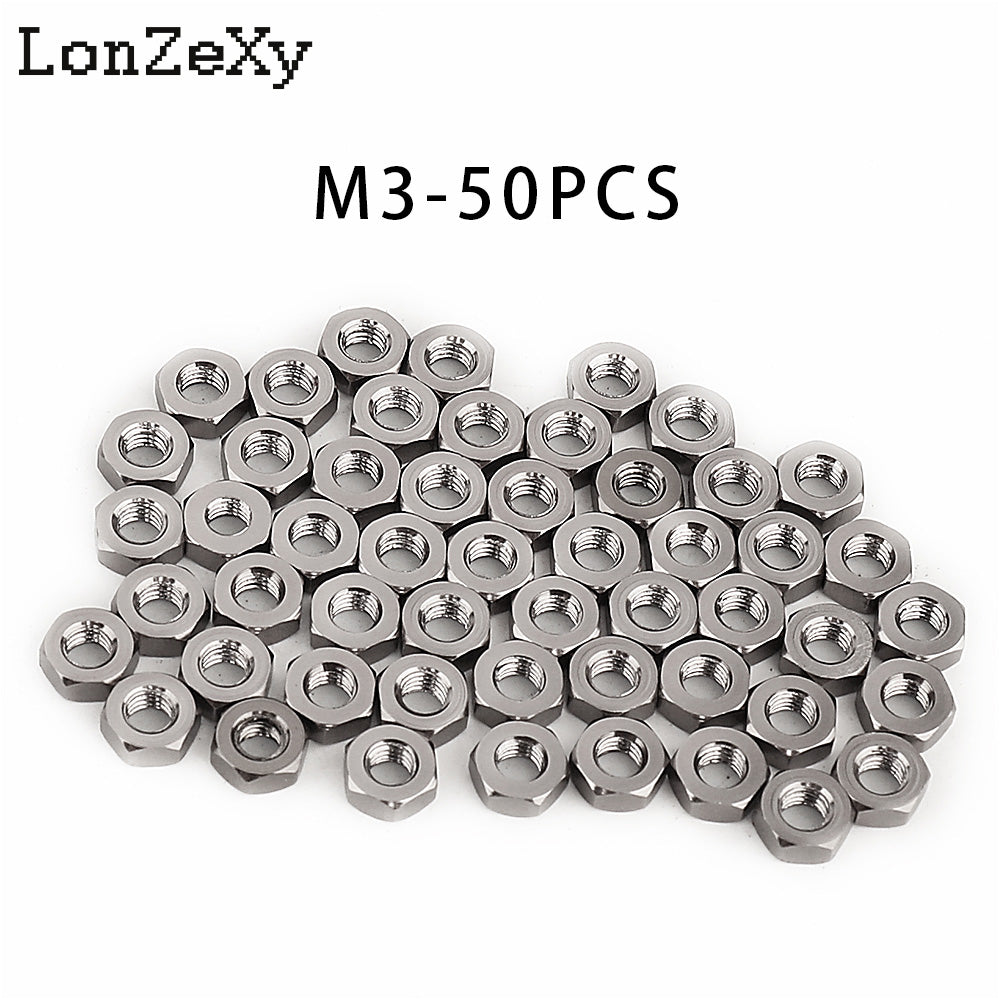 LONZEXY Hex Nut Stainless Steel 304(18-8) Metric Hexagon Nut 100 pcs