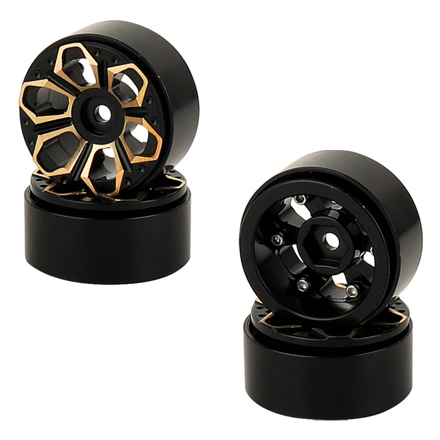 LonZeXy 1/18 1/24 RC Crawler Brass Wheel Rims 4Pcs Black Gold Heavy Weight Wheel Hub RC Model Upgrade Parts