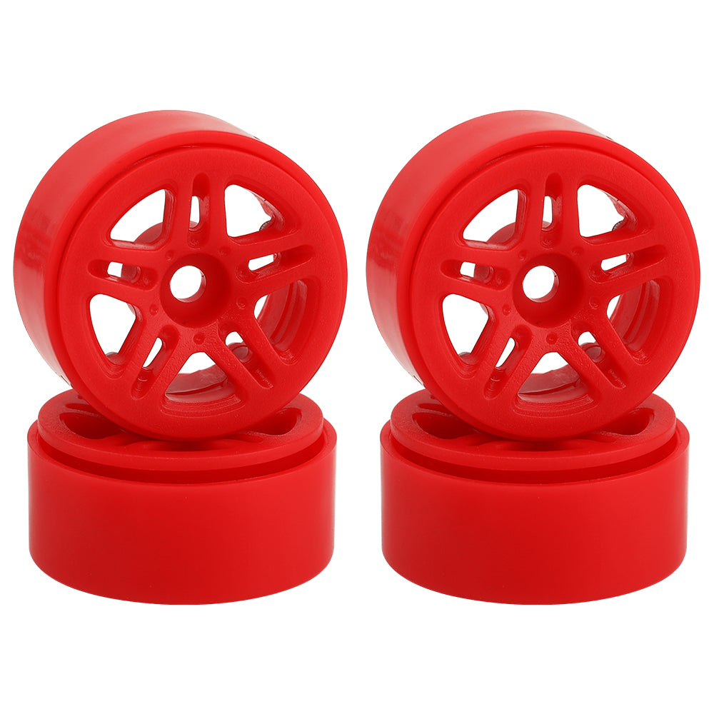 LonZeXy 1.0 inch Plastic Wheel Hub Rims or with Rubber Tires 4PCS For 1/24 SCX24 1/28 RC Off-Road Buggy Mini Model Truck 29.6mm Diameter Colorful RC Car Replacement Parts Style M