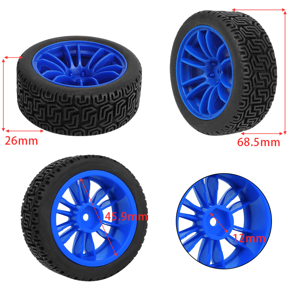 1/10 RC On-Road Buggy Wheels 34.6g All-Terrain Pattern Rubber Tires Multi Color Plastic Rims 12mm Hex RC Upgrade Parts