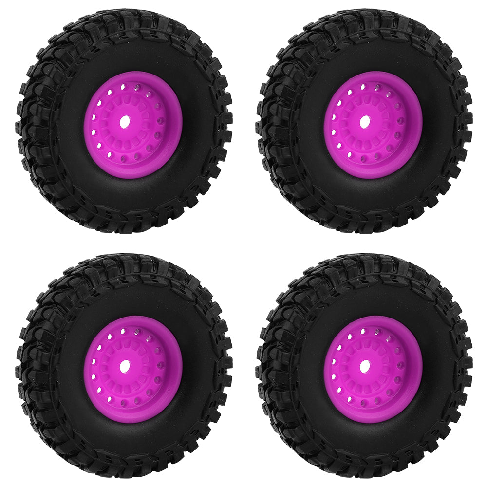 LonZeXy 1.0 inch Plastic Wheel Hub Rims or with Rubber Tires 4PCS For 1/24 SCX24 1/28 RC Off-Road Buggy Mini Model Truck 29.6mm Diameter Colorful RC Car Replacement Parts Style D