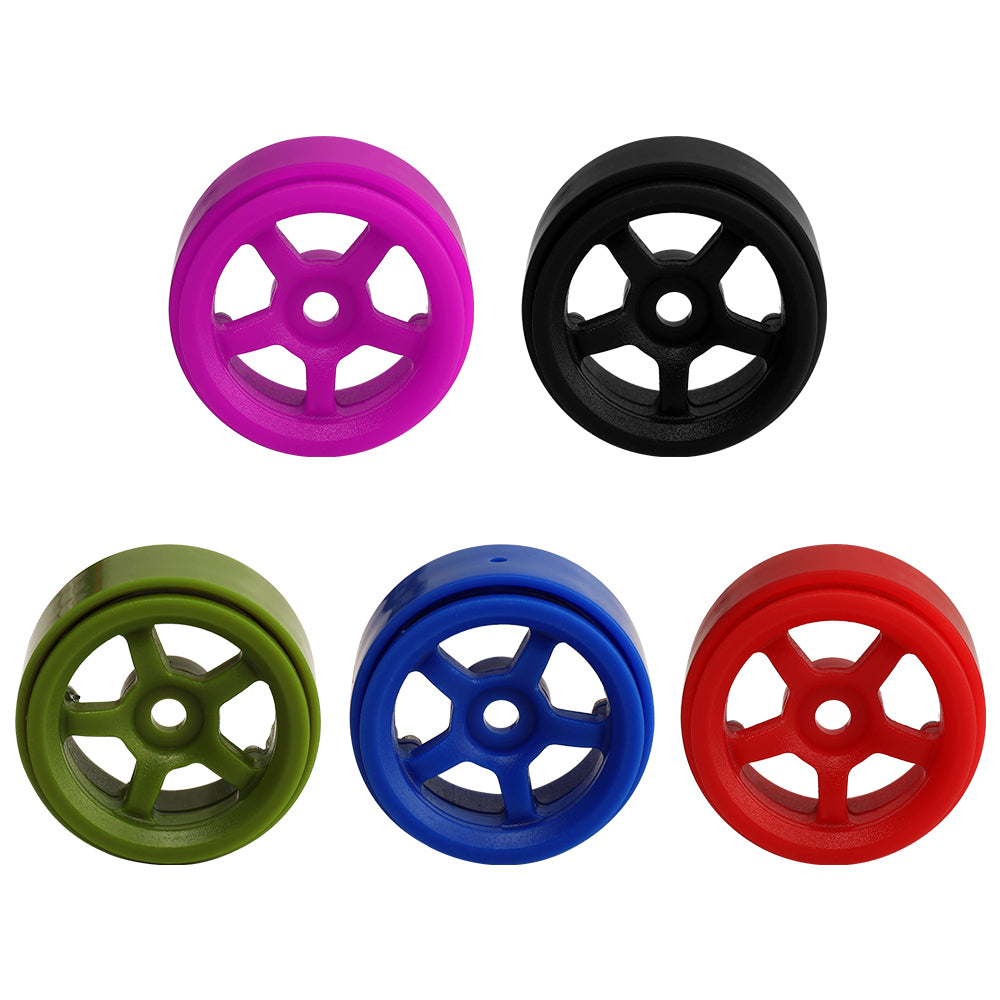 LonZeXy 1.0 inch Plastic Wheel Hub Rims or with Rubber Tires 4PCS For 1/24 SCX24 1/28 RC Off-Road Buggy Mini Model Truck 29.6mm Diameter Colorful RC Car Replacement Parts Style I