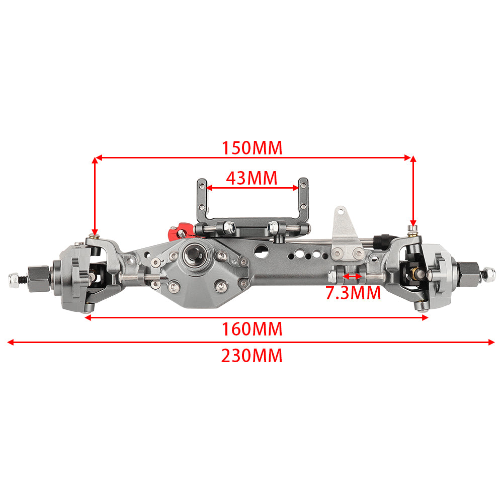 LonZeXy Metal Straight Front Rear Axle Assembly For SDM 1/10 RC Crawler Axial SCX10 III, RC Car Upgrade Replacement Parts
