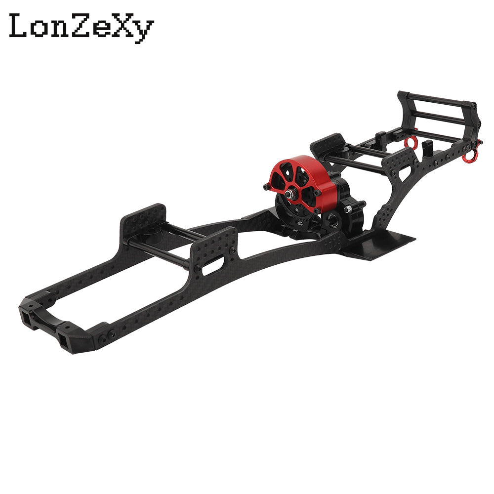 LONZEXY Fiber Frame Rails+Front Bumper Pull Rod Coupler Refit Set for SCX10 II