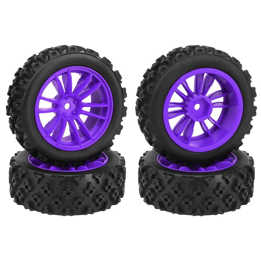 1/10 RC Off-Road Buggy Wheels 34.2g Knobby All-Terrain Rubber Tires Multi Color Plastic Rims 12mm Hex RC Upgrade Parts