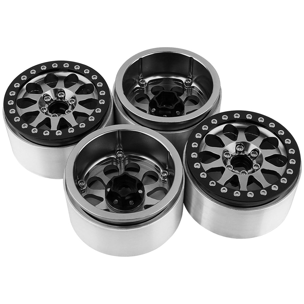 LonZeXy 2.2 Inch CNC Aluminum Beadlock Wheel Rims 110.5g 64.5×35mm For 1/10 RC Crawler Axial SCX10 II TRX4 RC Off‑Road Car Upgrade Replacement Hubs