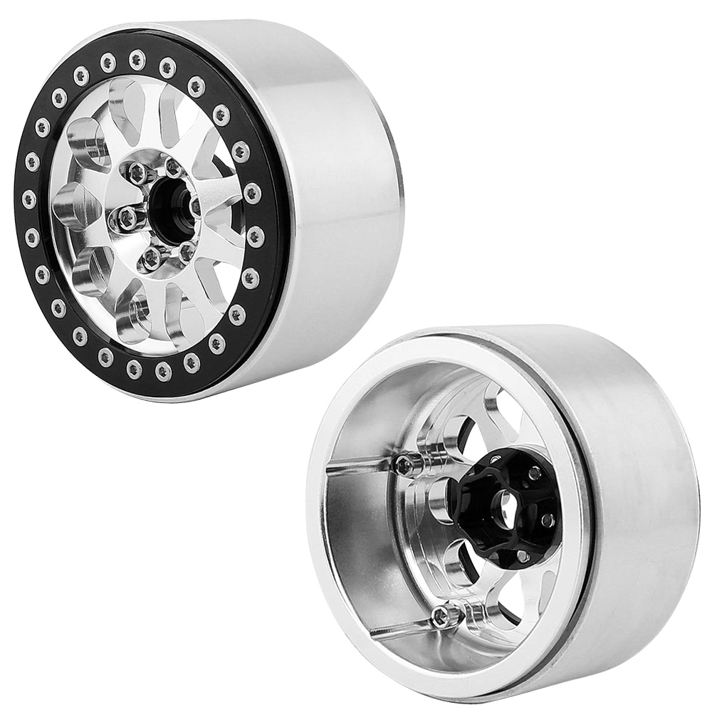 LonZeXy 2.2 Inch CNC Aluminum Beadlock Wheel Rims 110.5g 64.5×35mm For 1/10 RC Crawler Axial SCX10 II TRX4 RC Off‑Road Car Upgrade Replacement Hubs