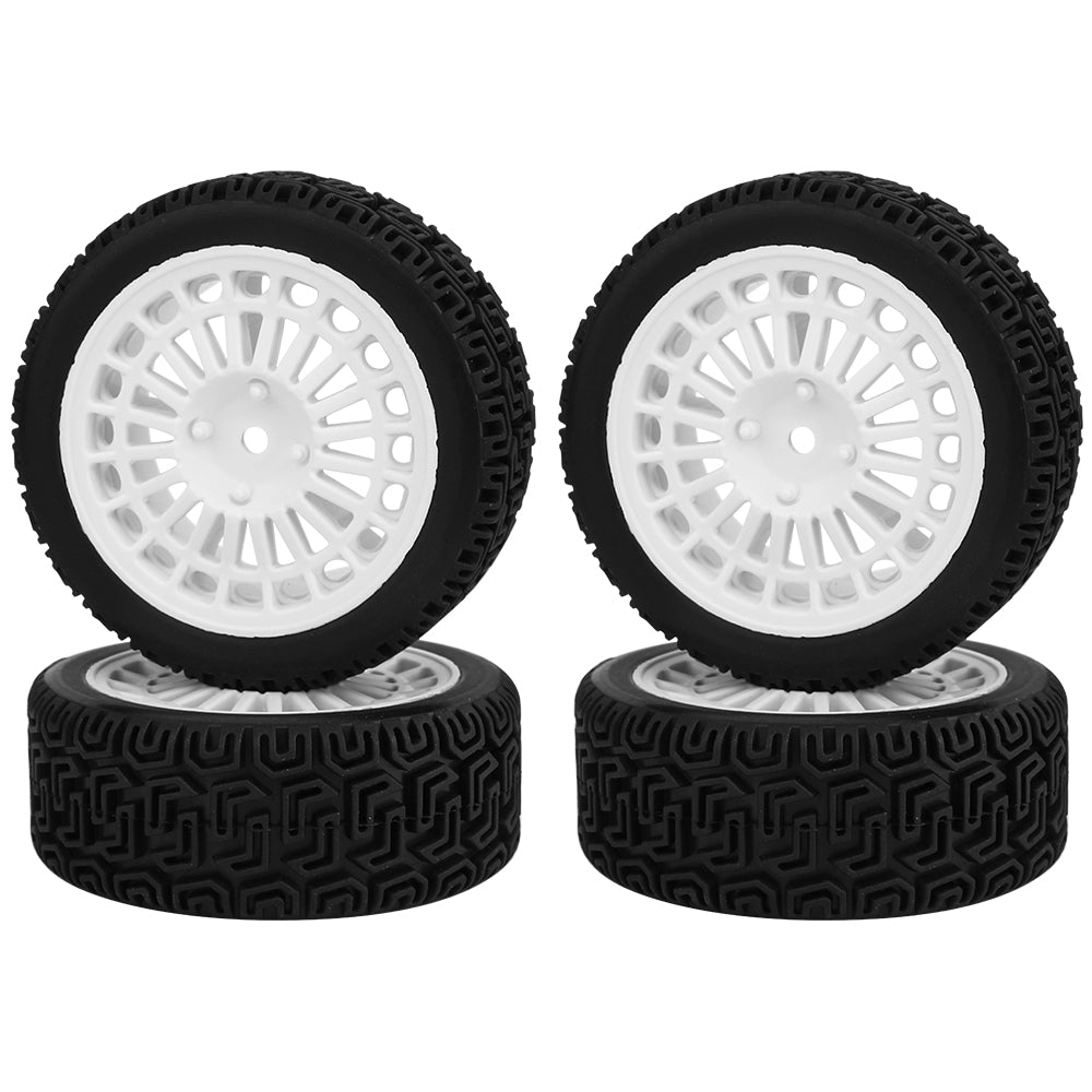 70mm RC Car Wheels Tires 4Pcs 26mm Width Rubber Tyre Plastic Wheel Rims for 1/10 On-Road Rally RC Buggy Upgrade Parts 7 Colors Optional