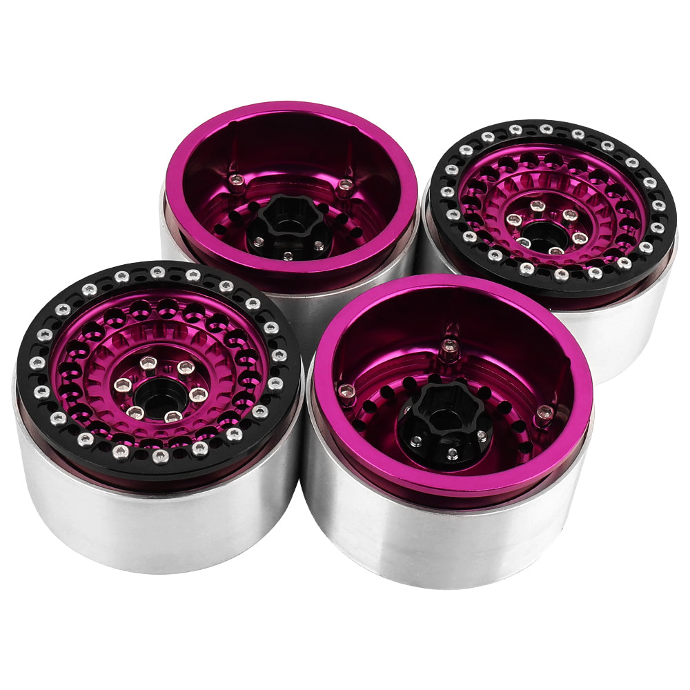 LonZeXy 2.2 Inch CNC Aluminum Beadlock Wheel Rims 114.8g For 1/10 RC Crawler, Replacement Wheel Hub For SCX10 TRX4